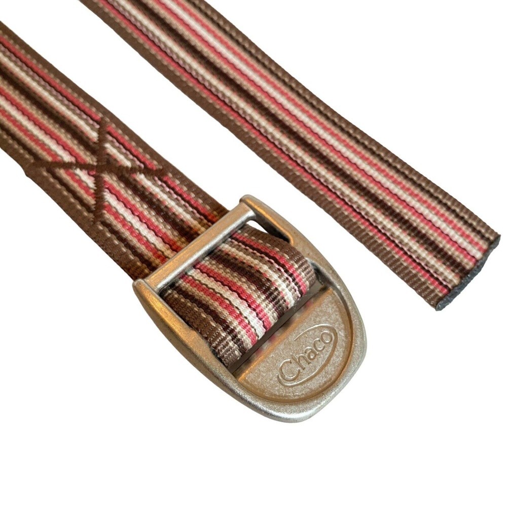 Chaco Unisex Canvas Nylon Webbing Belt Sz L Adjustable Brown Multi Stripe - Picture 6 of 7